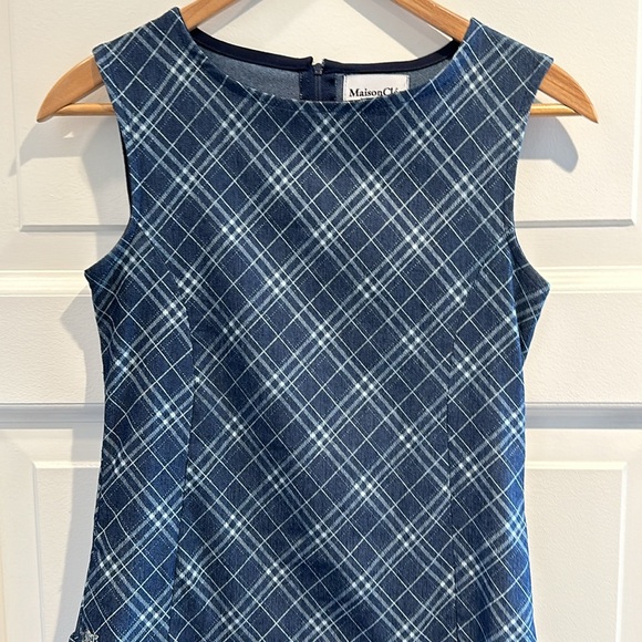Maison Cléo Denim Blue Shift Dress with Pleated Skirt Size 36 French sizing. - Picture 7 of 9